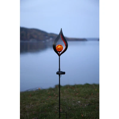 Afbeelding van Solar Tuinverlichting decoratie Vlam Melilla Warm Wit licht Zwart 16 cm hoog