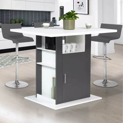 Afbeelding van Ilot central UGO 110 cm bois blanc et gris avec rangements