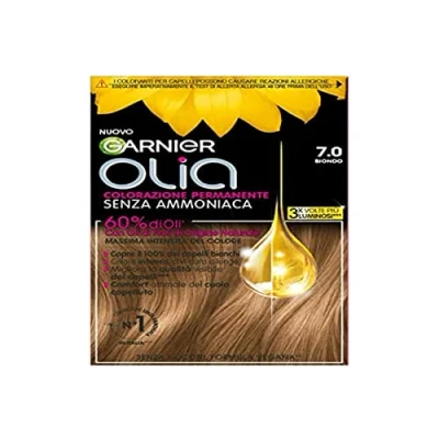 Afbeelding van Garnier Olia Haarverf, permanente haarkleur zonder ammoniak, dekt 100% van het witte haar, met bloemolie natuurlijke oorsprong, veganistische formule, blond