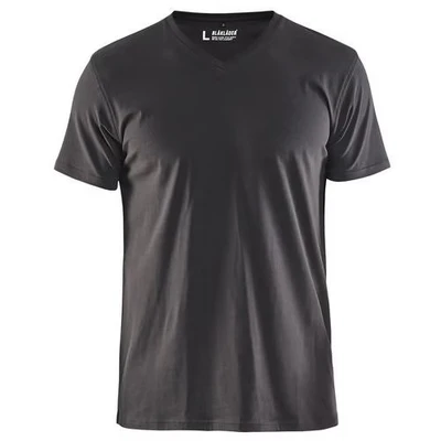Image de T Shirt col en V gris foncé
