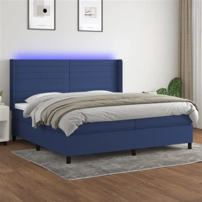 Afbeelding van vidaXL Boxspring met matras en LED stof blauw 200x200 cm