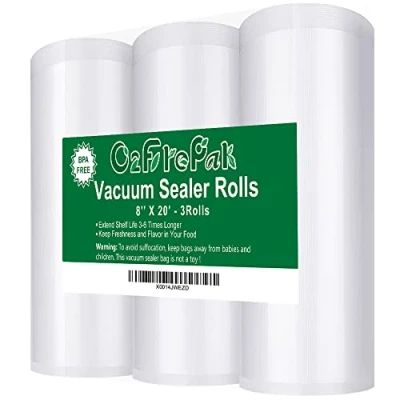 Afbeelding van O2frepak 3 rollen 20 x 600 cm rol zakken voor vacuümmachine, BPA vrij en LFGB vrij, vacuümvrieszak, compatibel met elke vacuümsealer (totaal: 1800 cm)