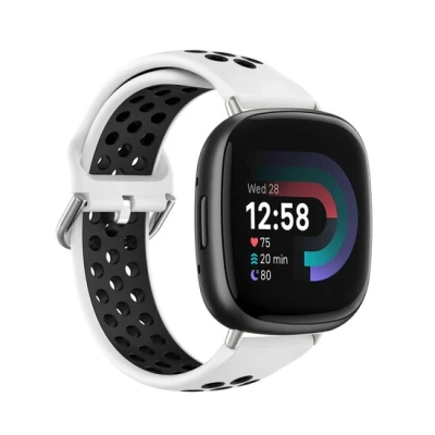 Afbeelding van Fitbit Versa 3 &amp; 4 / Sense 1 2 Sport editie Large Wit + zwart