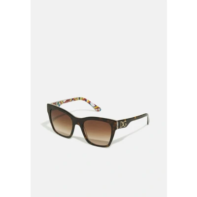 Afbeelding van Dolce&amp;Gabbana Zonnebril, Dames, Maat: 53, Havana/white barrow