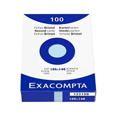 Afbeelding van EXACOMPTA 13319B hersluitbare etui met 100 kaarten, ongeperforeerd, 105 x 148 mm, azuurblauw