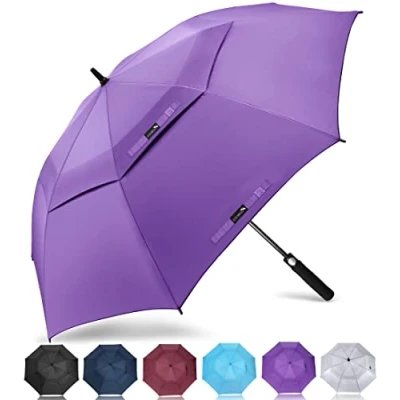 Image de ZOMAKE Grand Parapluie De Golf XXL,Parapluies Grande Taille 2 3 Personnes Anti Tempete,Extra Large Automatique Umbrella Double Canopée Homme Femme(Violet)