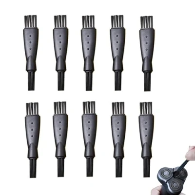 Afbeelding van Scheerkwast, 10 stuks, reinigingsborstels voor scheerapparaten, vervanging, scheerborstels, reinigingsset, scheerborstel, dubbelzijdig, borstelharen van nylon, PP, handvat heren, zwart