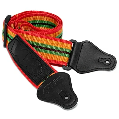 Image de TIGER STP2 RB Sangle de guitare en nylon pour guitares acoustiques, classiques, électriques et basses Design Reggae, Multicolore, Taille unique