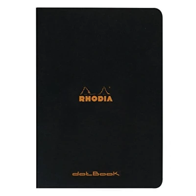 Afbeelding van RHODIA 119166C Piqué Black Notitieboek, A4, 21 x 29,7 cm, gestippeld, 96 pagina&#039;s, wit Clairefontaine papier, 80 g/m², omslag van zacht gecoate kaart, robuust en waterdicht, klassiek