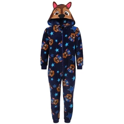 Afbeelding van Paw Patrol Chase Marineblauw, Polar Fleece Eendelige Pyjama, Kinder Onesie met Capuchon, OEKO TEX