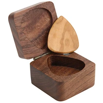 Afbeelding van Gitaarhouten plectrumdoos, vierkante plectrumdoos voor plectrums doos gitaarstandaard prestatieaccessoires