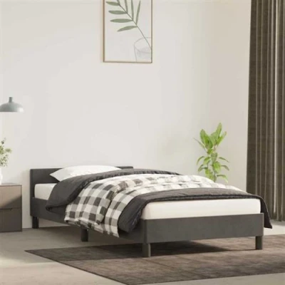 Afbeelding van Bedframe met hoofdeinde fluweel donkergrijs 90x200 cm