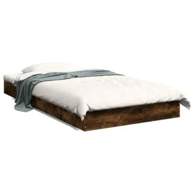 Image de vidaXL Cadre de lit sans matelas chêne fumé 90x190cm bois d&#039;ingénierie