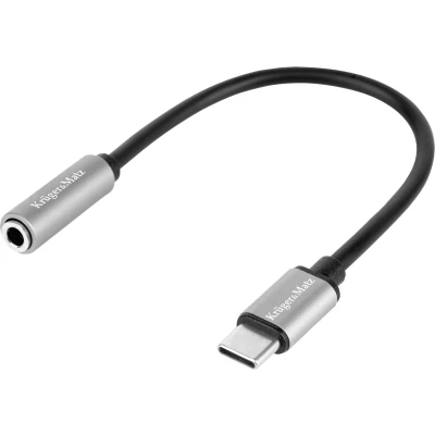 Afbeelding van Krüger&amp;Matz Basic Audio Adapter USB C (m) naar 3.5mm Jack (v) 0.17 meter Zwart