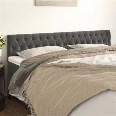 Afbeelding van Hoofdborden 2 st 100x7x78/88 cm fluweel donkergrijs