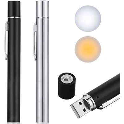Afbeelding van LEKIA 2 stuks USB oplaadbare medische penzaklampen voor verpleegsters, studenten, artsen, mini zaklamp met led bronnen, magnetische kap, zakclip