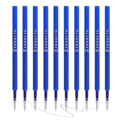 Afbeelding van MengRan 10 stuks gelpenvullingen, 0,5 mm fijne punt, sneldrogend, blauwe inkt, glad schrijven (10 originele gelinktvullingen, inkt)