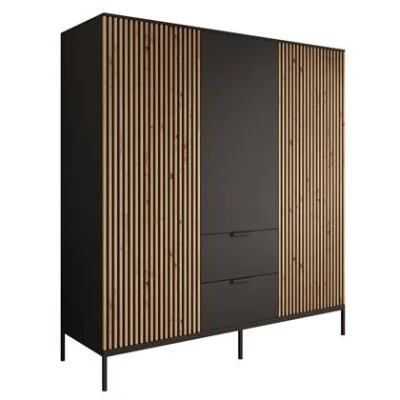 Afbeelding van Meubella Kledingkast Marbella Zwart 185 cm