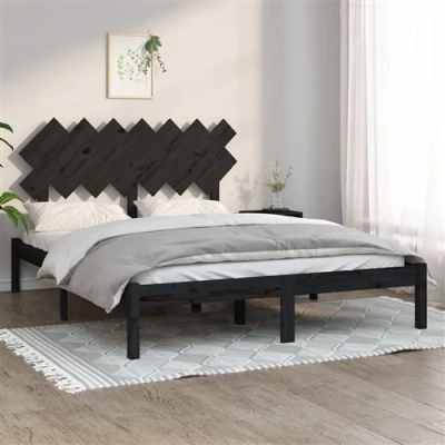 Afbeelding van vidaXL Bedframe massief hout zwart 140x190 cm