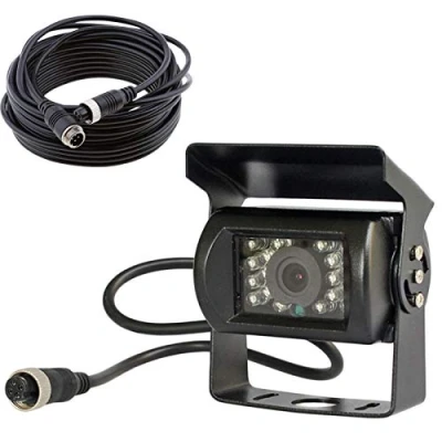 Afbeelding van xinyida HK5880 12V 24V 4 polige achteruitrijcamera voor bus, vrachtwagen, aanhanger, zeer robuust, 18 infrarood leds, nachtzicht, waterdicht, met 15 m kabel