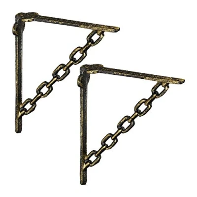 Afbeelding van Relaxdays plankdragers set van 2 schapdrager gietijzer vintage planksteun antiek bronzen