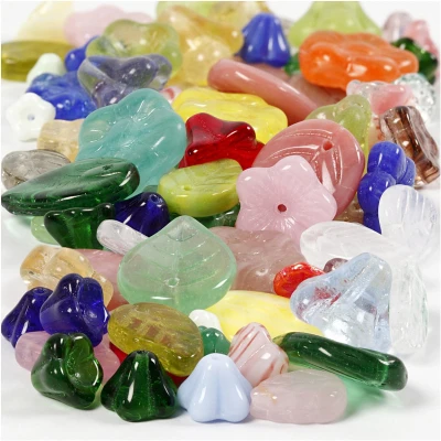 Afbeelding van Glazen kralen, afm 6 17 mm, gatgrootte 0,5 1,5 diverse kleuren, 60gr