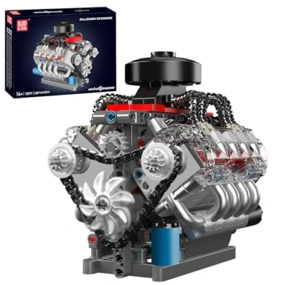 Afbeelding van Mould King 10171 Techniek V 8 Motor Bouwstenen Model 487 Stuks Klemblokken Engine Speelgoed als Gift/Verzamelobjecten