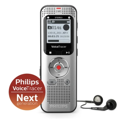 Afbeelding van Philips DVT2010 VoiceTracer Audiorecorder Stereo MP3 en PCM 8GB USB Aluminium