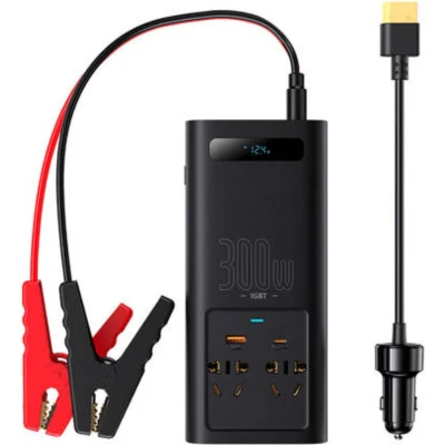 Afbeelding van Baseus Power Inverter Auto Stroomomvormer 300W (220V CN/EU) (zwart)