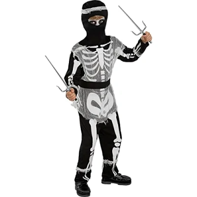 Afbeelding van FUNIDELIA Zombie Ninja Skelettenkostuum voor jongens Maat: 107 113 cm