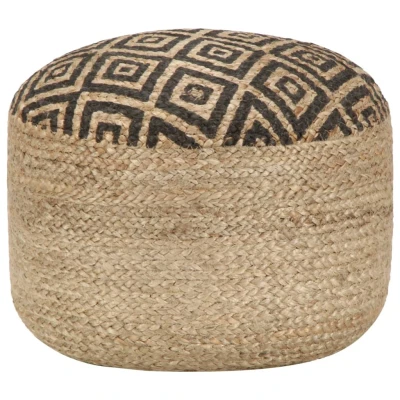 Afbeelding van Poef handgemaakt 45x30 cm jute zwart