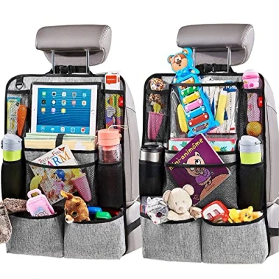 Afbeelding van Helteko 2 stuks autostoel organizer, achterbankbeschermer met touchscreen tablethouder, organizer voor achterbank kinderen, reisaccessoires