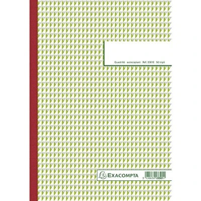 Afbeelding van Exacompta 3301E vierkant notitieboek, 5 x kleine ruitjes, 21 29,7 cm, 50 zelfklevende drievoudige vellen, genummerd van 1 tot