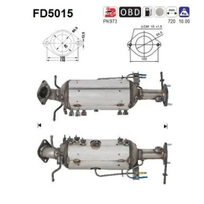 Afbeelding van Roetfilter, uitlaatinstallatie AS FD5015, voor o.a. MAZDA