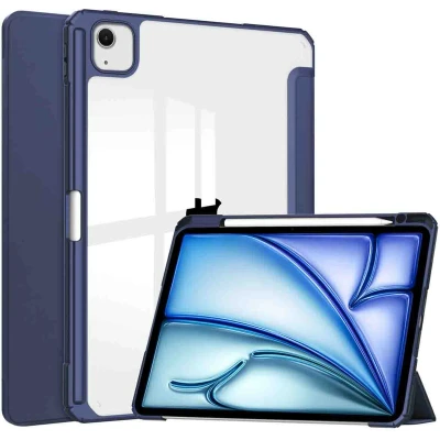 Afbeelding van iMoshion Tablet Hoes Geschikt voor iPad Air 13 inch (2024) M2 Trifold Hardcase Bookcase Donkerblauw
