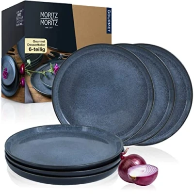 Afbeelding van Moritz &amp; Set van 6 platte borden, blauw, voor personen, vaatwasser en magnetronbestendig