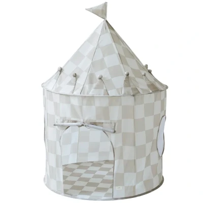 Afbeelding van 3 Sprouts Speeltent voor kinderen, binnen en buiten, kinderhut, kasteel, speelhuis, tuintent Damier beige