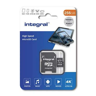 Image de Integral Carte mémoire flash (adaptateur microSDXC vers SD inclus(e)) 256 Go A1 / Video Class V30 UHS I U3 Class10