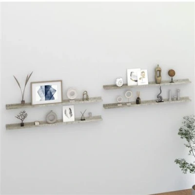 Afbeelding van Wandschappen 4 st 115x9x3 cm betongrijs