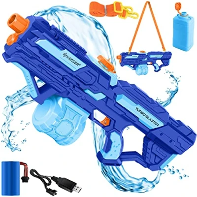 Afbeelding van KESSER® Elektrisch waterpistool met accu, 1000 ml + 600 ml, groot voor kinderen en volwassenen, zeer sterk, 8 m bereik, speelgoed buiten, marineblauw