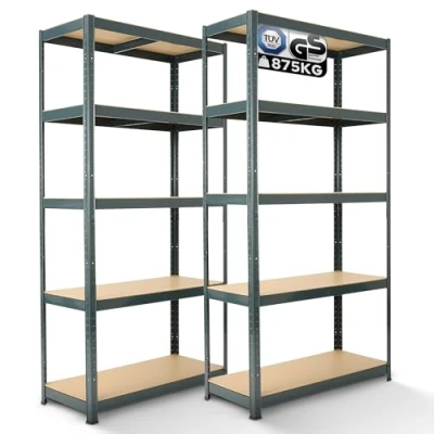 Afbeelding van AREBOS 2x Stellingkast Stellingkasten Opbergrek 5 Planken 875 kg Draagkracht 90x40x180 cm Metaal/MDF Zwart