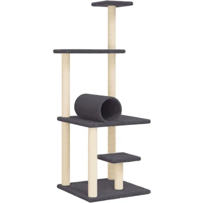Afbeelding van Kattenmeubel met sisal krabpalen 136 cm donkergrijs