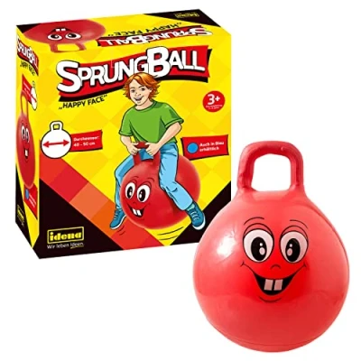 Afbeelding van Idena Happy Face 40093 springbal, rood, diameter ca. 45 50 cm, belastbaar tot kg, ideaal voor zomer, park of kleuterschool
