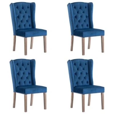 Afbeelding van vidaXL Eetkamerstoelen 4 st fluweel blauw