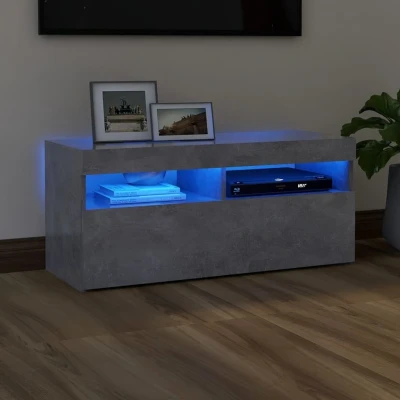 Afbeelding van Tv meubel met LED verlichting 90x35x40 cm betongrijs