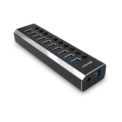 Image de Lindy Concentrateur (hub) avec interrupteurs marche/arrêt 10 x SuperSpeed USB 3.0 de bureau