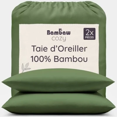 Afbeelding van Bambaw Bamboe kussensloop 50 x 70 cm, set van 2, anti mijt en hypoallergene kussenslopen, acne, rimpel kroes kussensloop, verfrissende kussenslopen