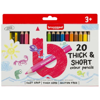Afbeelding van Bruynzeel Kids korte dikke kleurpotloden, set van 20 stuks in geassorteerde kleuren kleurpotlood