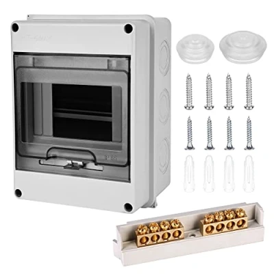 Afbeelding van waterdichte elektrische doos voor buiten: IP65 box, 1 rij, waterdicht, 5 modules, behuizing, waterdicht elektrisch paneel wandstroomonderbrekers