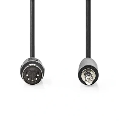 Afbeelding van Nedis DIN Audiokabel 5 pens stekker 3,5 mm vernikkeld 1,00 m rond PVC zwart (1 m),